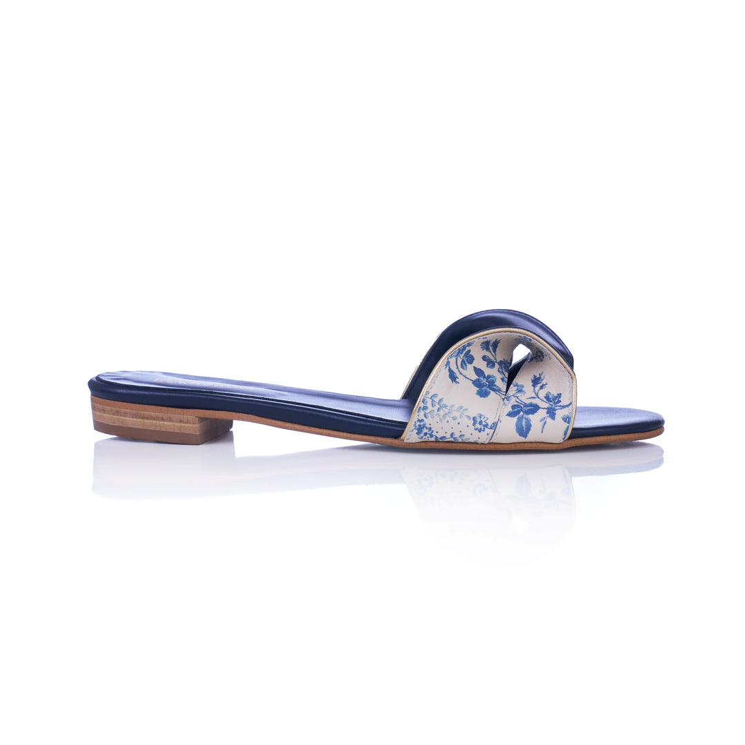 ALMITA SLIPPERS NAVY ROSE