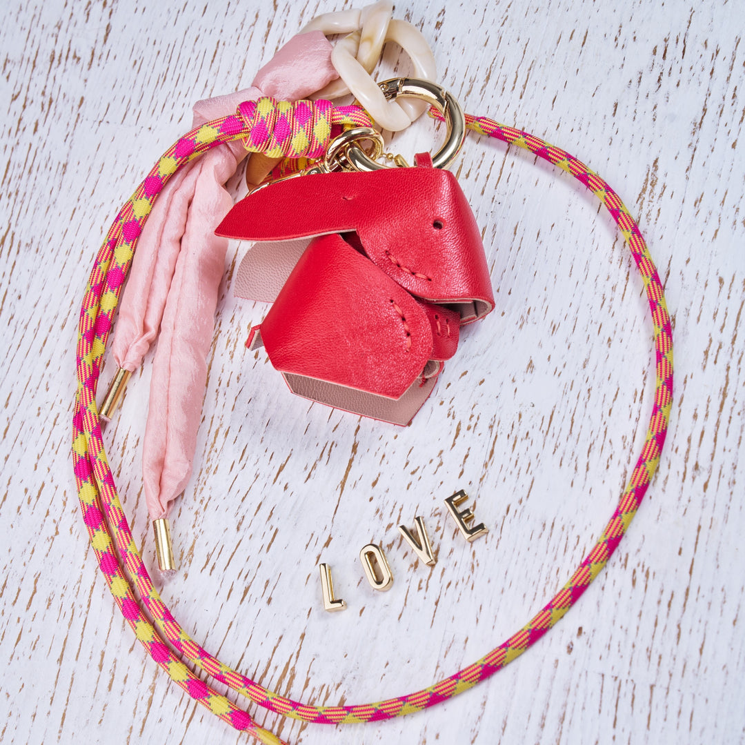 HAPPY BUNNY BAG CHARM RED