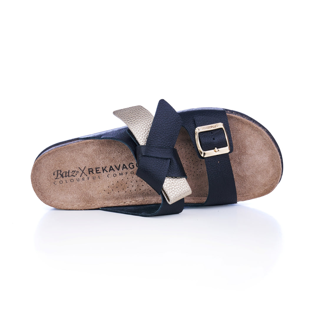 COSY STEP SLIPPERS GOLD-BLACK
