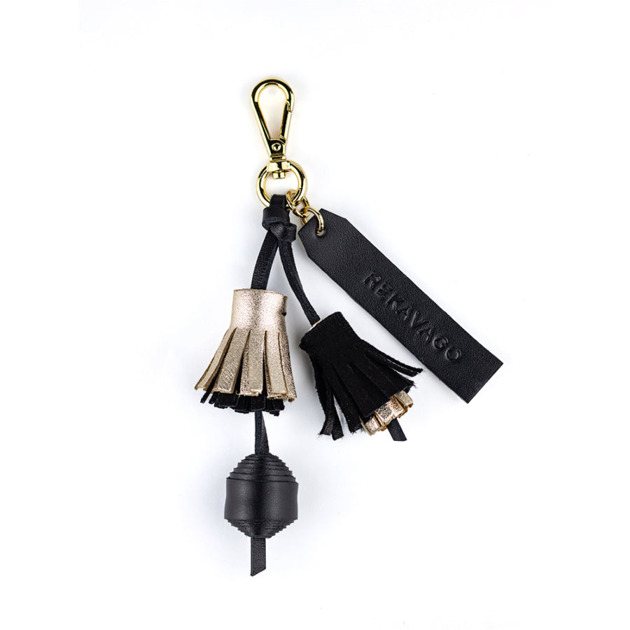 POM POM KEYCHAIN BLACK CHAMPAGNE