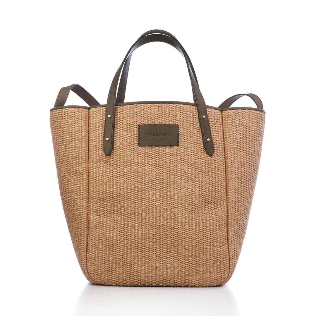 THE BOSS ON VACAY SHOPPER TÁSKA MOSS GREEN STRAW