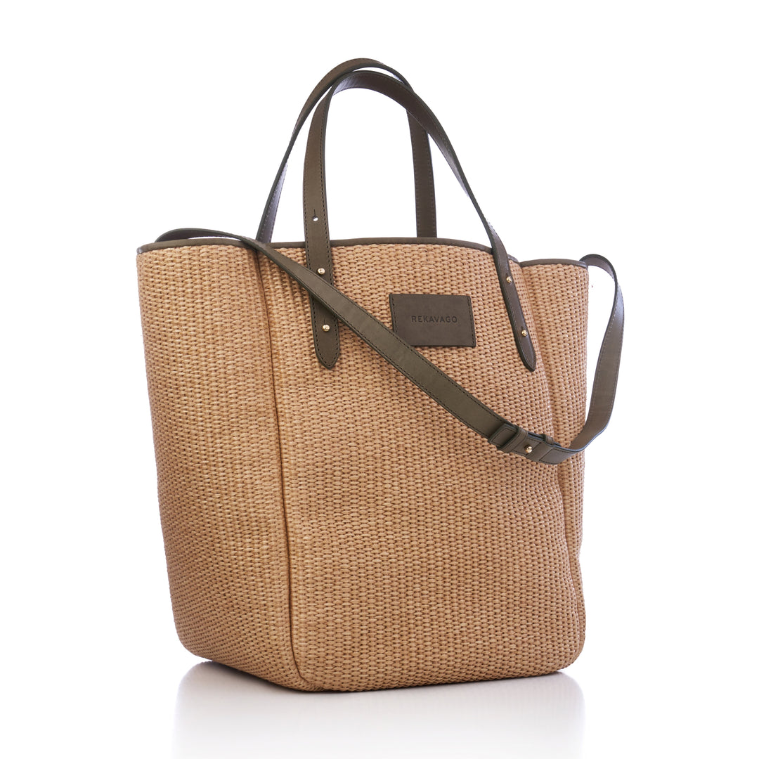 THE BOSS ON VACAY SHOPPER TÁSKA MOSS GREEN STRAW