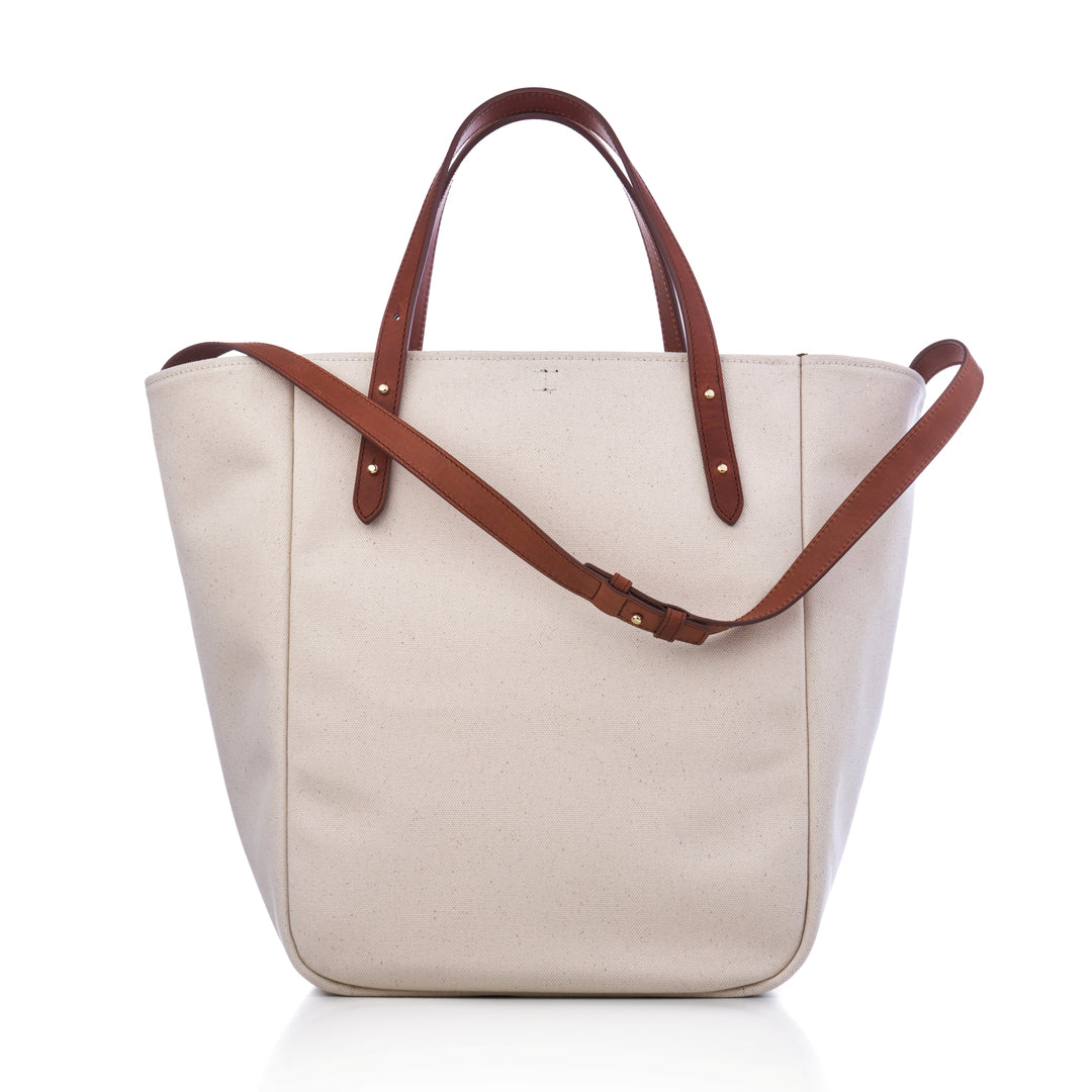 THE BOSS ON VACAY SHOPPER TÁSKA CUOIO&WHITE CANVAS