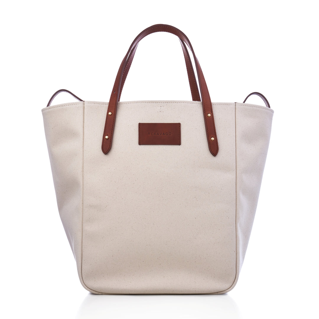 THE BOSS ON VACAY SHOPPER TÁSKA CUOIO&WHITE CANVAS