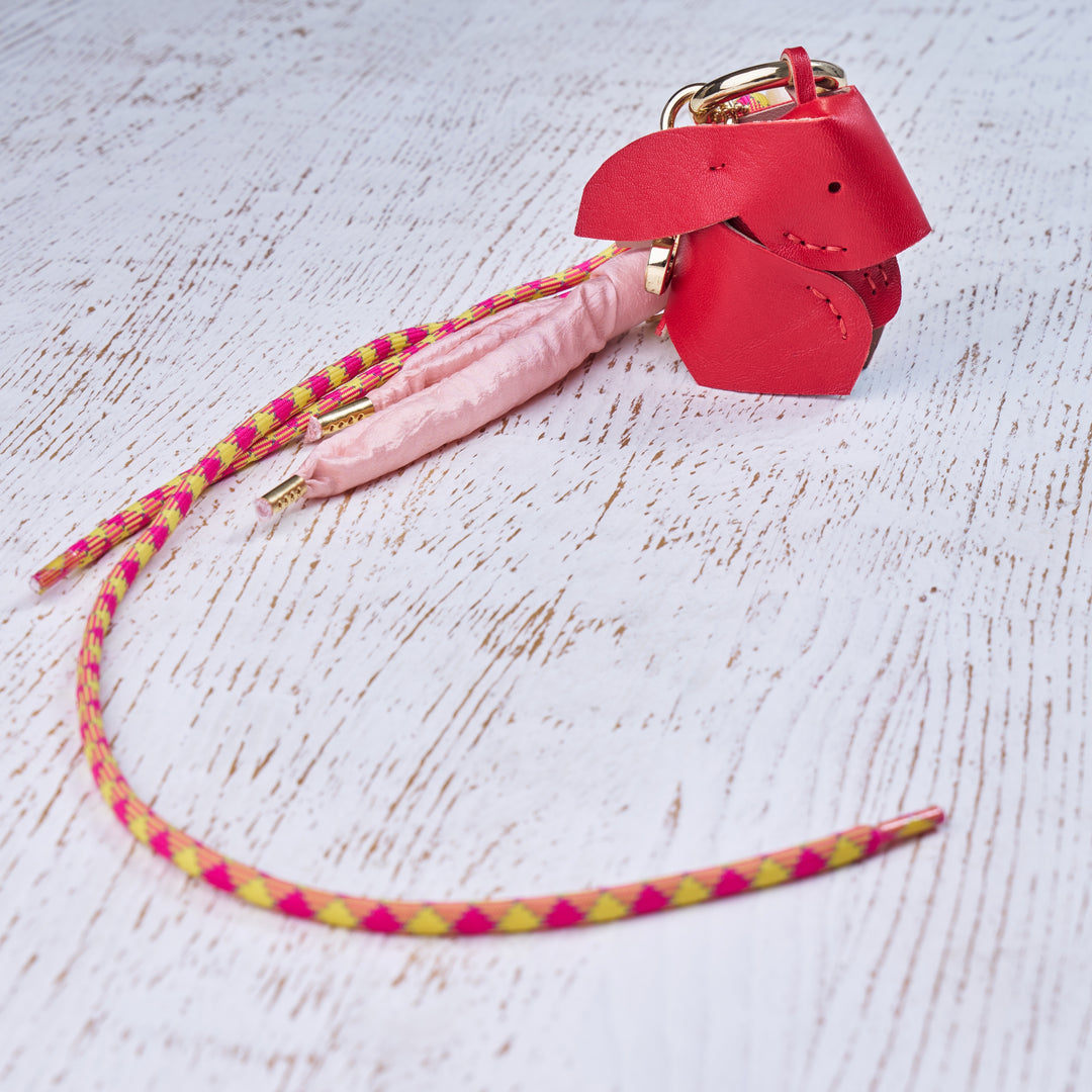 HAPPY BUNNY BAG CHARM RED