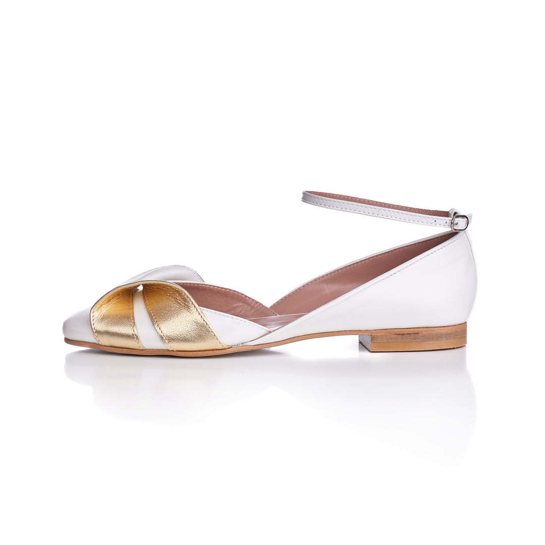 LENA BALLERINA SHOES ECRU GOLD