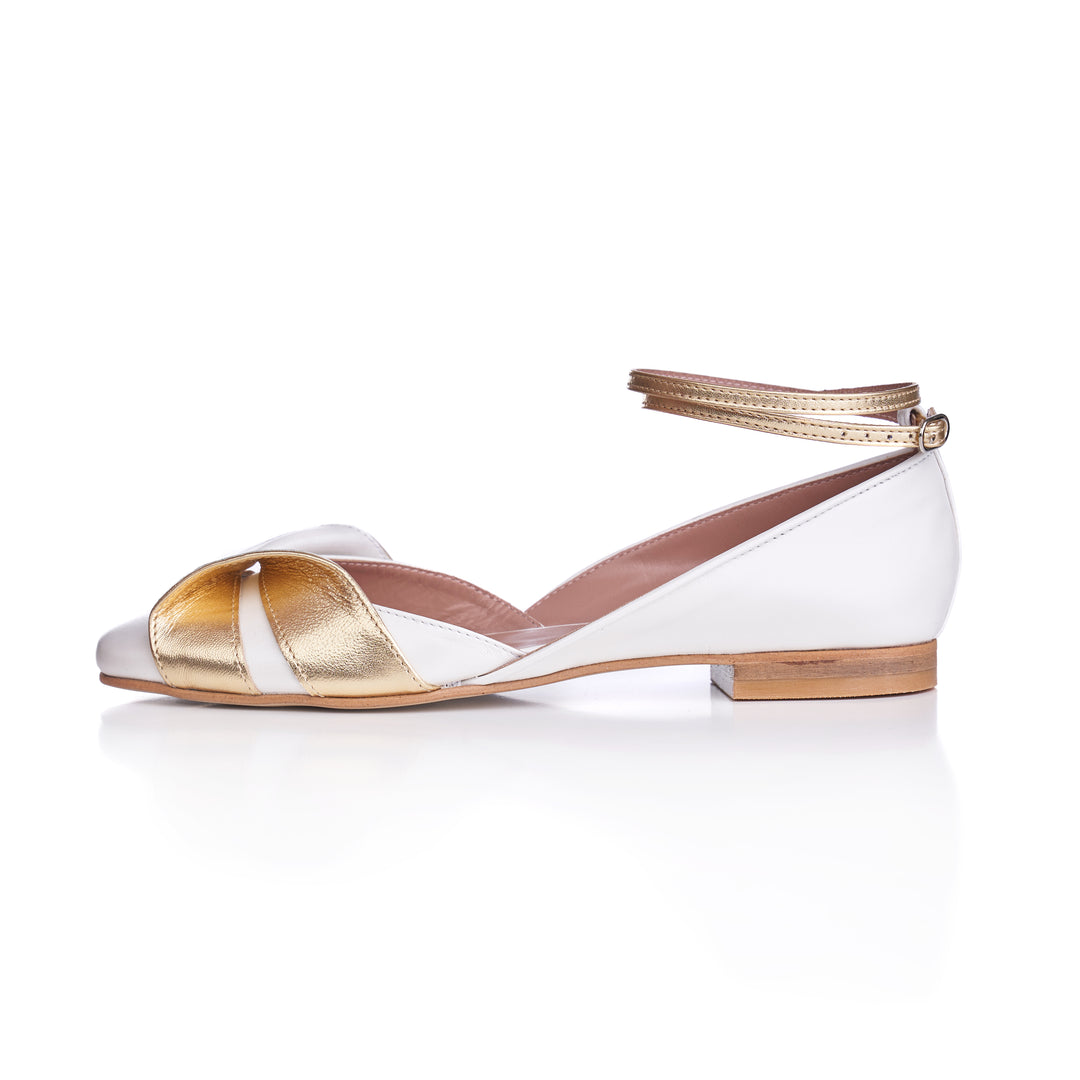 LENA BALLERINA SHOES ECRU GOLD