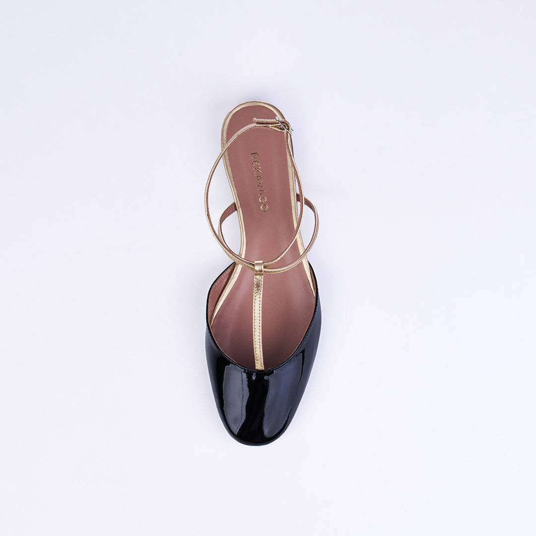 LARA BALERINA BLACK PATENT GOLD